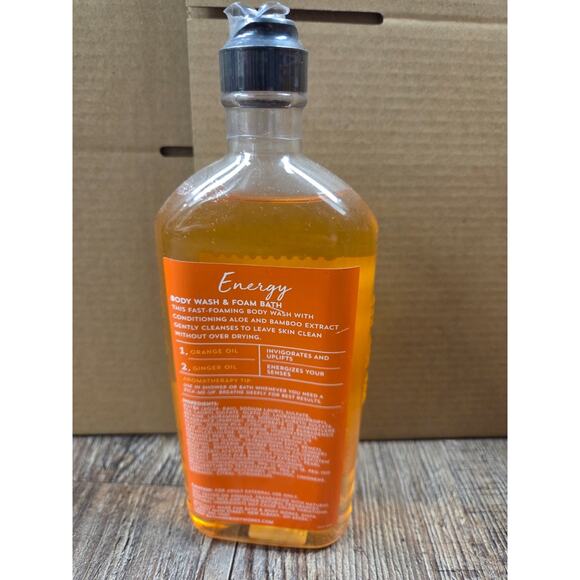 Bath + Body Works Aromatherapy ENERGY ORANGE GINGER Shower Gel 10 oz Body Wash - Picture 2 of 3
